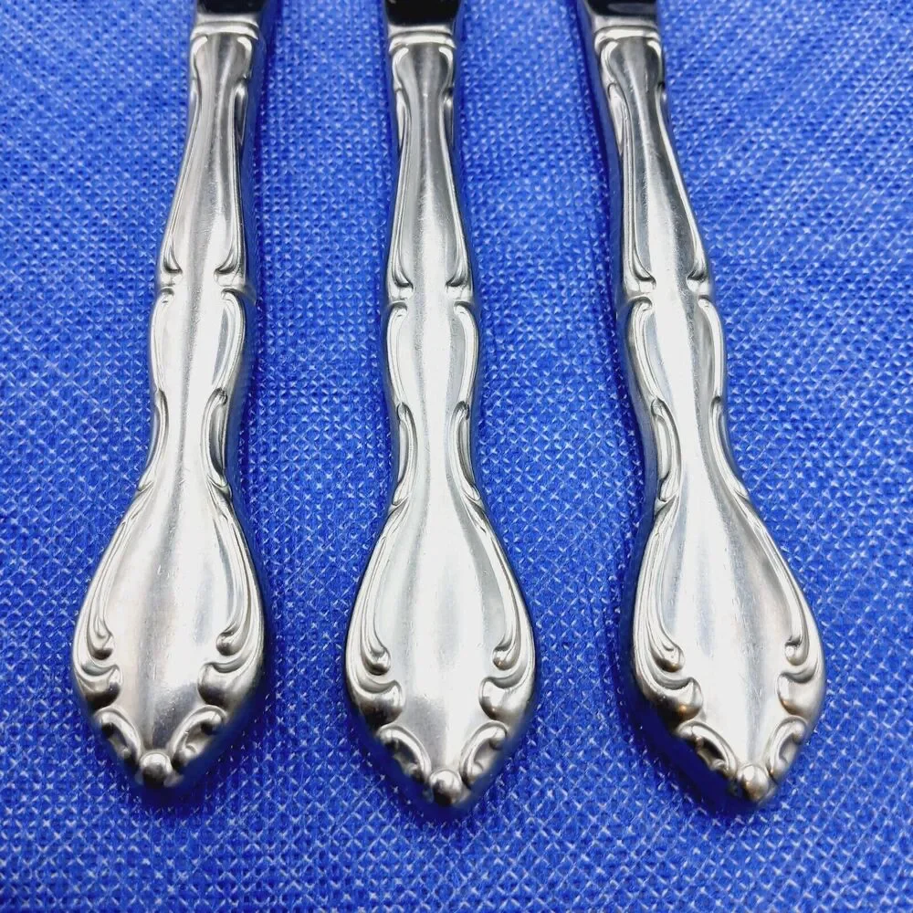 3 Oneida Community CANTATA Stainless Hollow Handle Dinner Knives Vtg